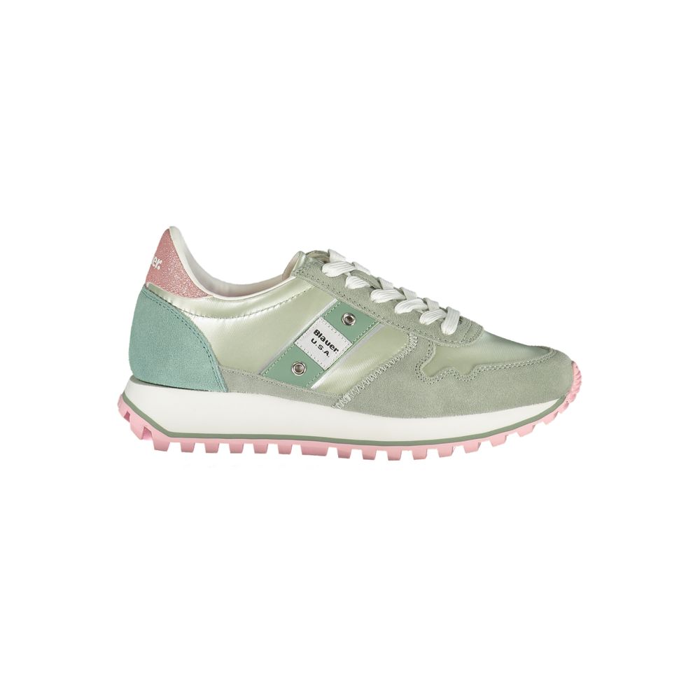 Blauer Verde polyester women’s sneaker featuring green accents and stylish design, shown on a plain background.