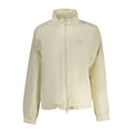 North Sails white nylon women's jacket hanging on a wooden hanger, showcasing lightweight outerwear for women.