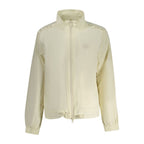 North Sails white nylon women's jacket hanging on a wooden hanger, showcasing lightweight outerwear for women.