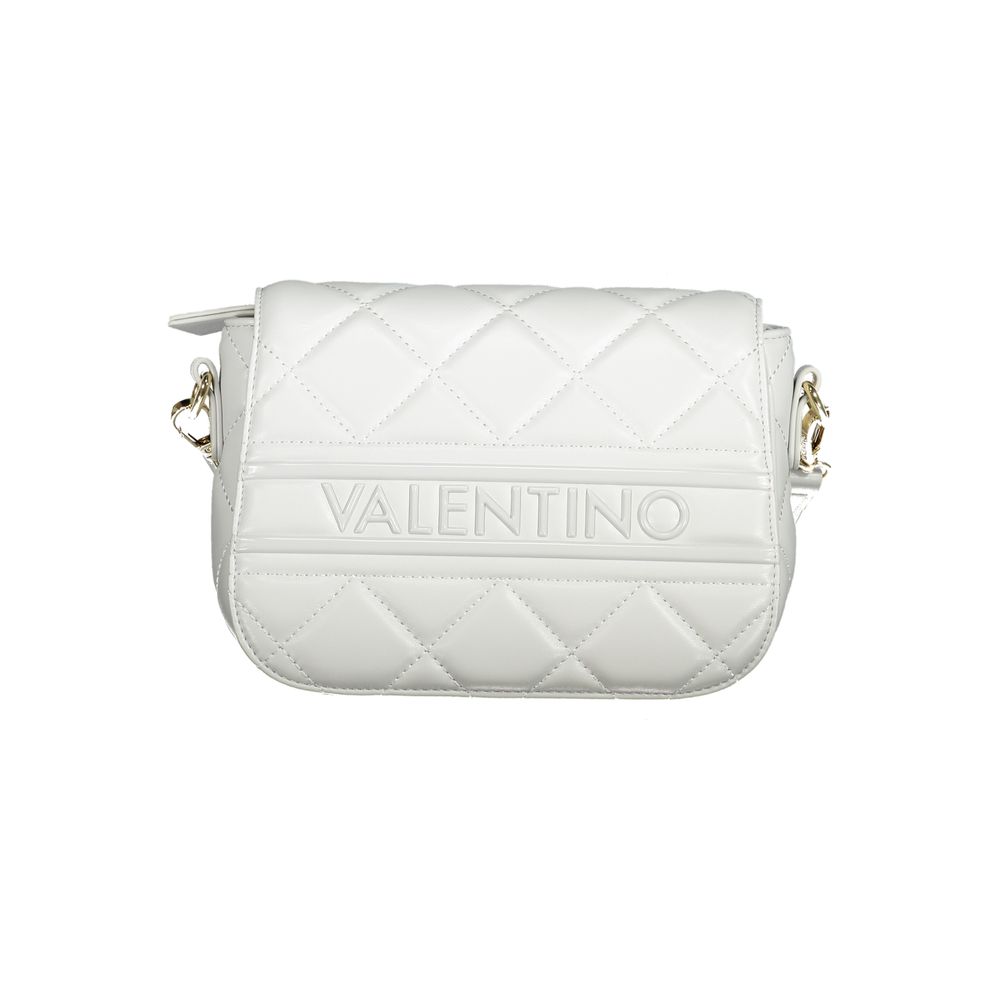 Gray Mario Valentino women's polyurethane bag with sleek design and silver hardware, featuring two top handles and a spacious interior.