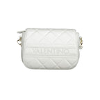Gray Mario Valentino women's polyurethane bag with sleek design and silver hardware, featuring two top handles and a spacious interior.