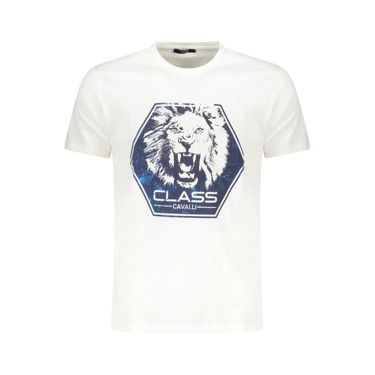Cavalli Class White Cotton Men T-Shirt Cavalli Class