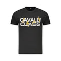 Black Cavalli Class men's cotton T-shirt with crew neck and short sleeves, showcasing a sleek, casual design.