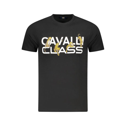 Cavalli Class Black Cotton Men T-Shirt Cavalli Class