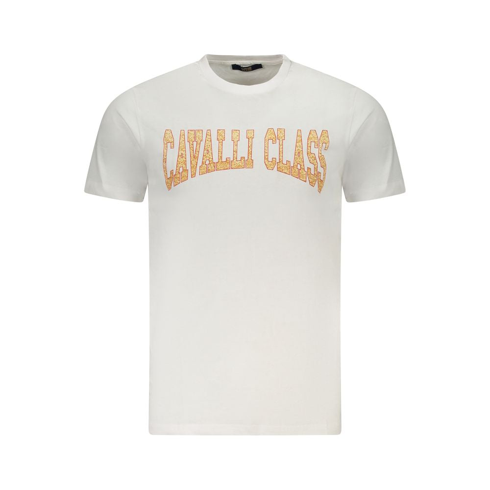 Cavalli Class Bianco cotton men's T-shirt with a simple crew neckline and clean design, made from soft white fabric.