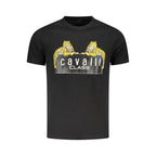 Black cotton men's T-shirt by Cavalli Class featuring a classic fit and simple crew neckline.