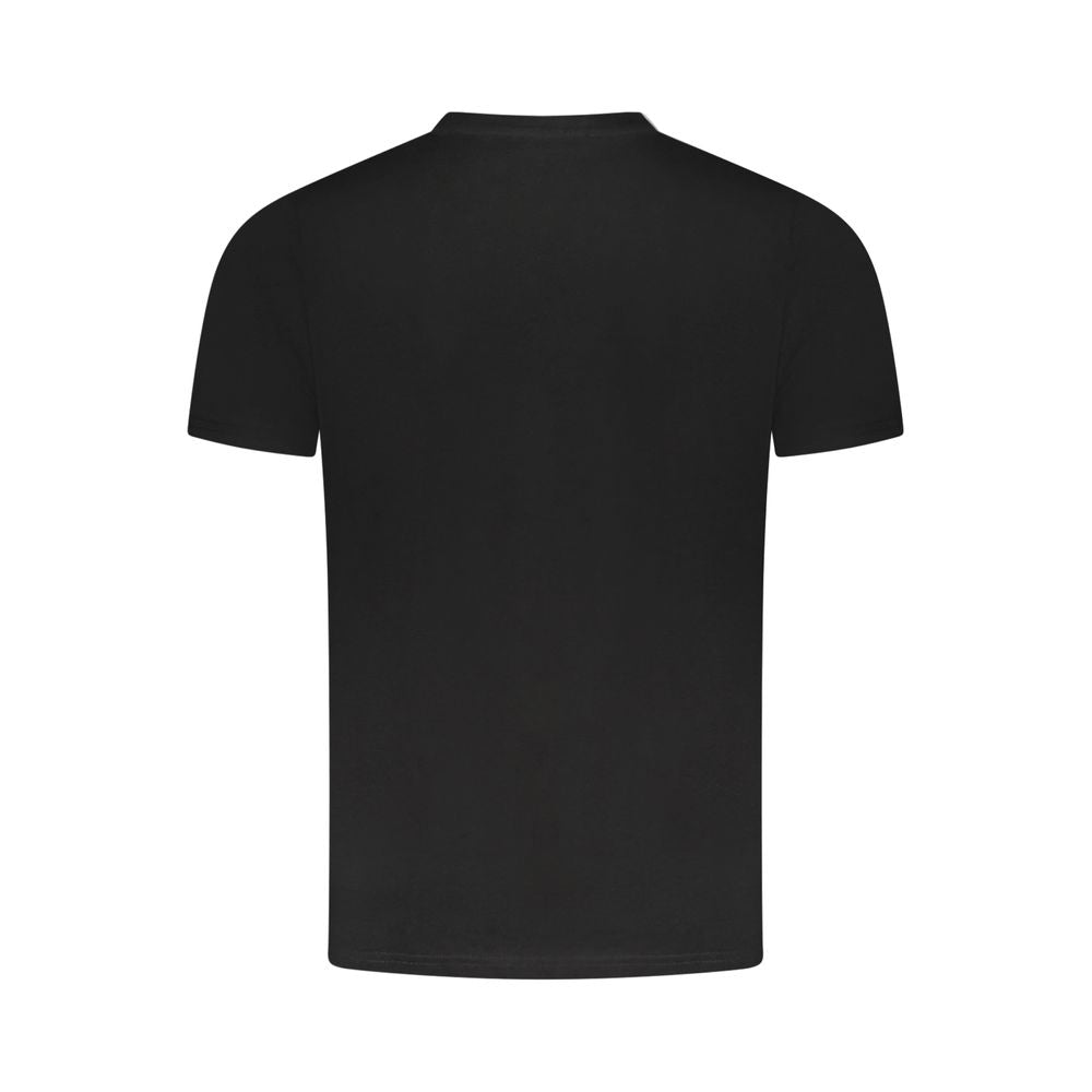 Black cotton men's T-shirt by Cavalli Class, featuring a classic fit and minimalist design, casual wear for everyday style.