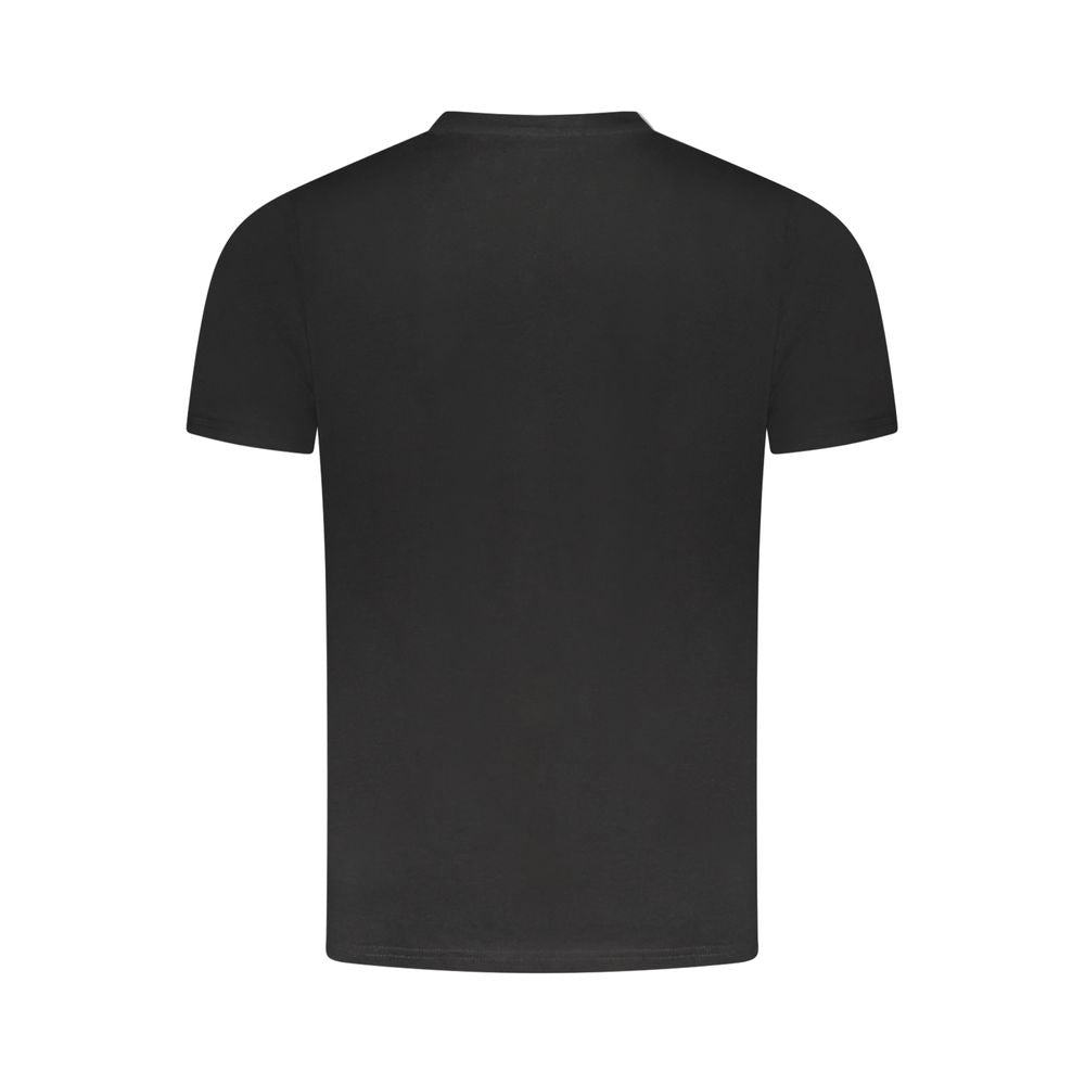 Black cotton men's T-shirt by Cavalli Class with a classic crew neck and minimalist design.