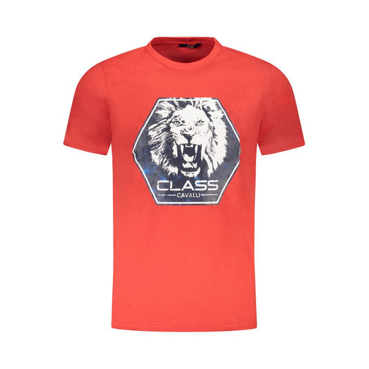 Cavalli Class Red Cotton Men T-Shirt Cavalli Class