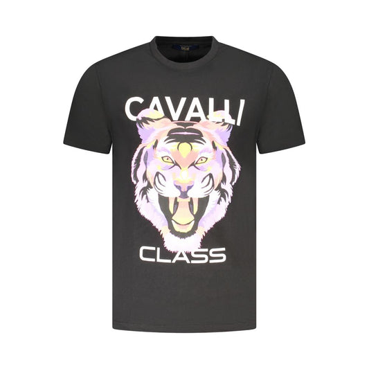 Cavalli Class Black Cotton Men T-Shirt Cavalli Class