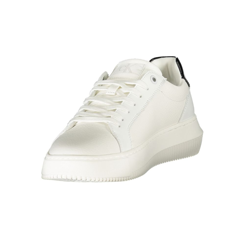 Calvin Klein Bianco Polyurethane women's sneaker with white design and sporty look, featuring a sleek silhouette and casual style.