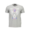 Plein Sport gray cotton men's T-shirt with crew neck and short sleeves, casual athletic style.
