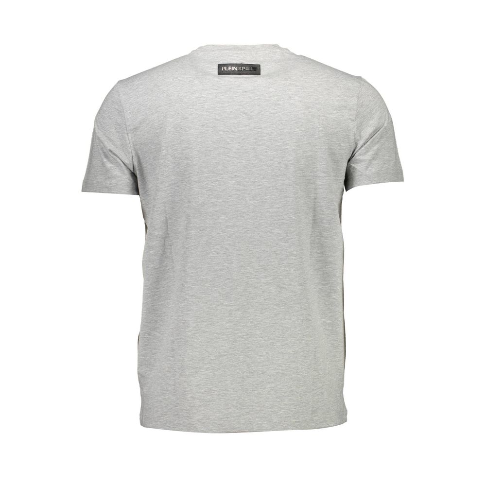 Gray cotton men's T-shirt by Plein Sport featuring a classic crew neck and relaxed fit.