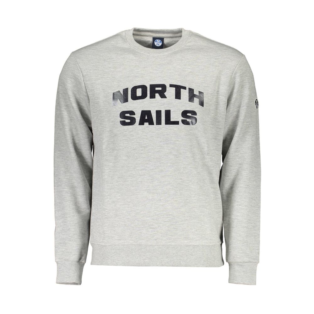 Gray cotton men's sweatshirt by North Sails featuring a relaxed fit and minimal branding, perfect for casual wear.