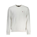 Napapijri Bianco cotton men's sweatshirt with crew neck and long sleeves, featuring a minimalist design and comfortable fit.