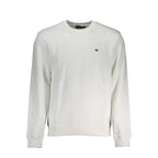Napapijri Bianco cotton men's sweatshirt with crew neck and long sleeves, featuring a minimalist design and comfortable fit.