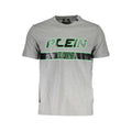 Gray cotton men's T-shirt by Plein Sport, featuring a classic fit and comfortable fabric for casual wear.