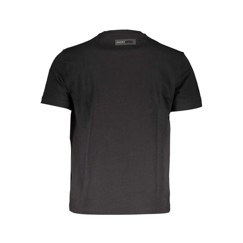 Black cotton men's T-shirt by Plein Sport featuring a classic crew neck and minimal branding.