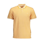 Harmont & Blaine orange cotton men's polo shirt with a classic collar and short sleeves, displayed flat on a white background.