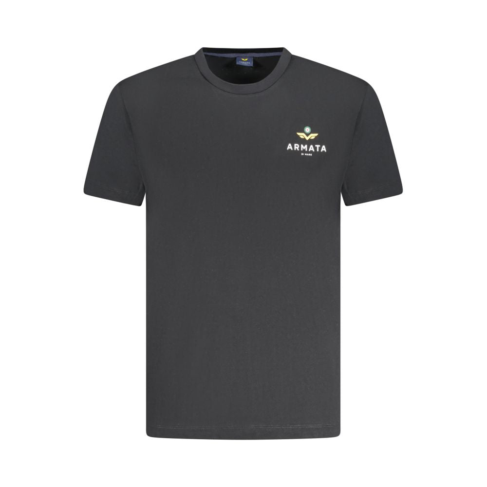 Black cotton men's T-shirt from Armata Di Mare with a classic fit and short sleeves.