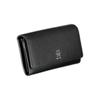 Tommy Hilfiger black polyurethane women's wallet with logo detail and multiple card slots, stylish and functional accessory.