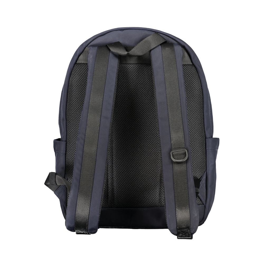 Tommy Hilfiger men's blue polyester backpack with front zipper pocket and adjustable straps, casual and stylish for everyday use.
