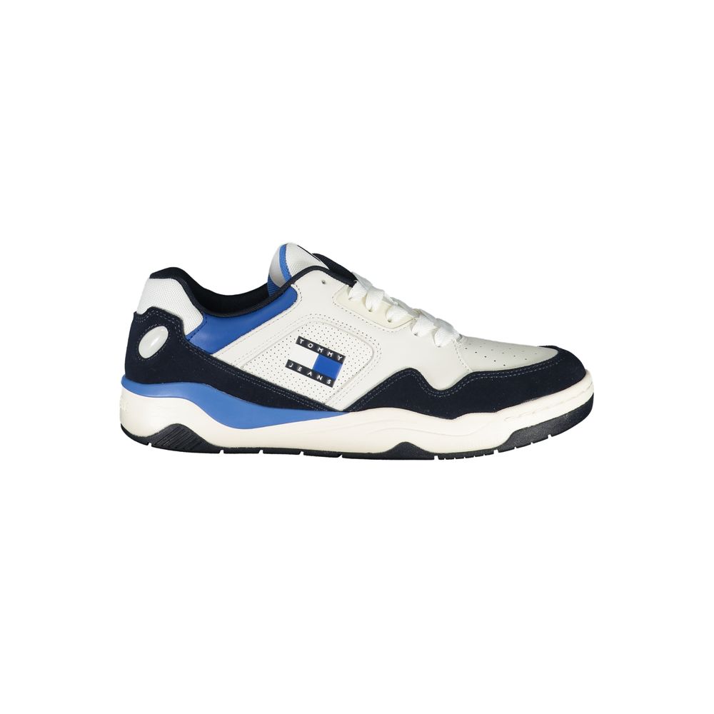 Tommy Hilfiger men's blue polyurethane sneaker with white sole and logo detailing for casual wear.