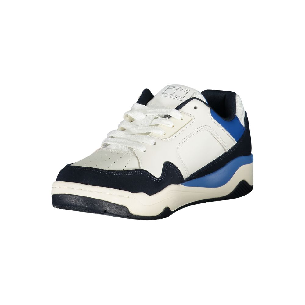 Tommy Hilfiger men's blue polyurethane sneaker with white sole and stylish design, casual footwear for everyday wear.