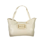 Mario Valentino beige polyurethane women's bag featuring a sleek design with top handles and subtle logo accents.
