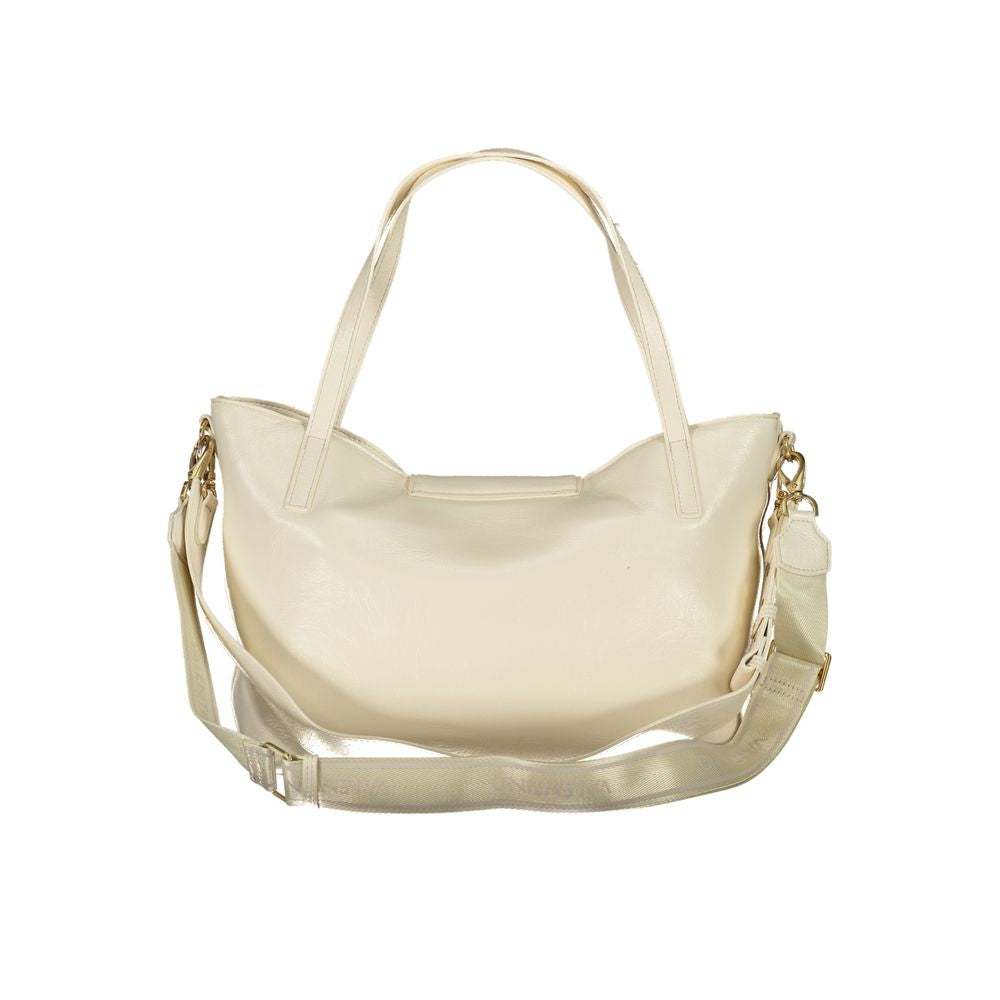 Mario Valentino beige polyurethane women's bag featuring a sleek design and stylish shoulder strap.