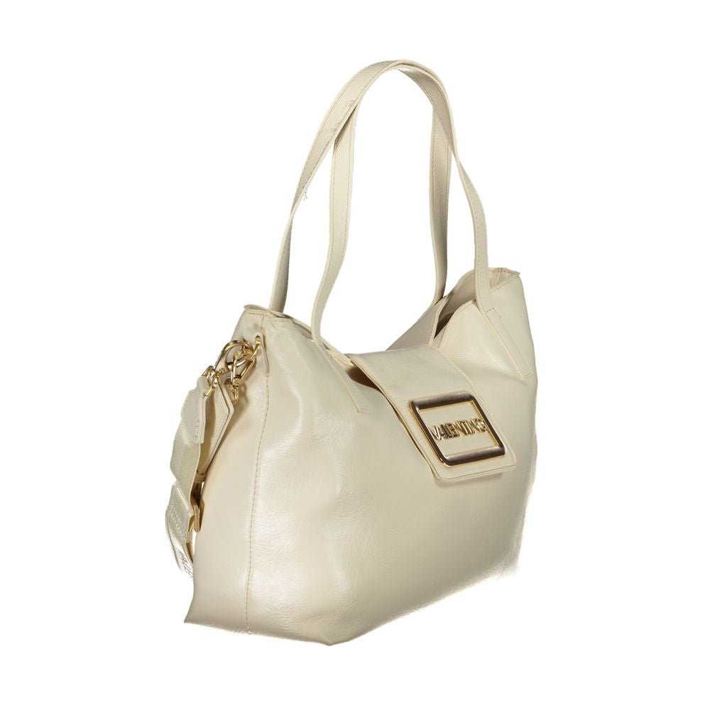 Mario Valentino beige polyurethane women's bag with sleek design and subtle texture, ideal for everyday use.