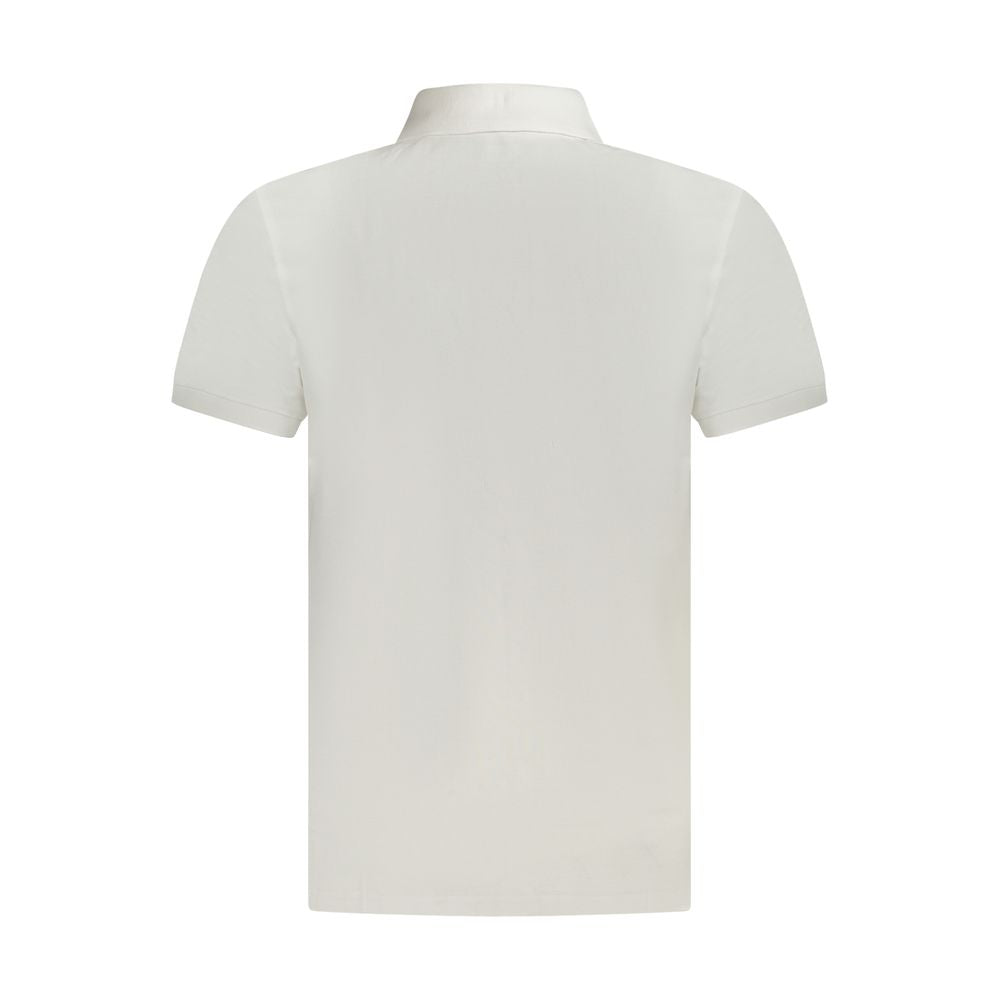 Timberland Bianco Cotton Men’s Polo Shirt, white with classic collar and short sleeves, displayed on a neutral background.