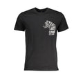 Black cotton men's T-shirt by Cavalli Class, featuring a classic fit and minimalist design, suitable for casual wear.
