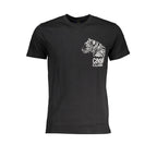 Black cotton men's T-shirt by Cavalli Class, featuring a classic fit and minimalist design, suitable for casual wear.