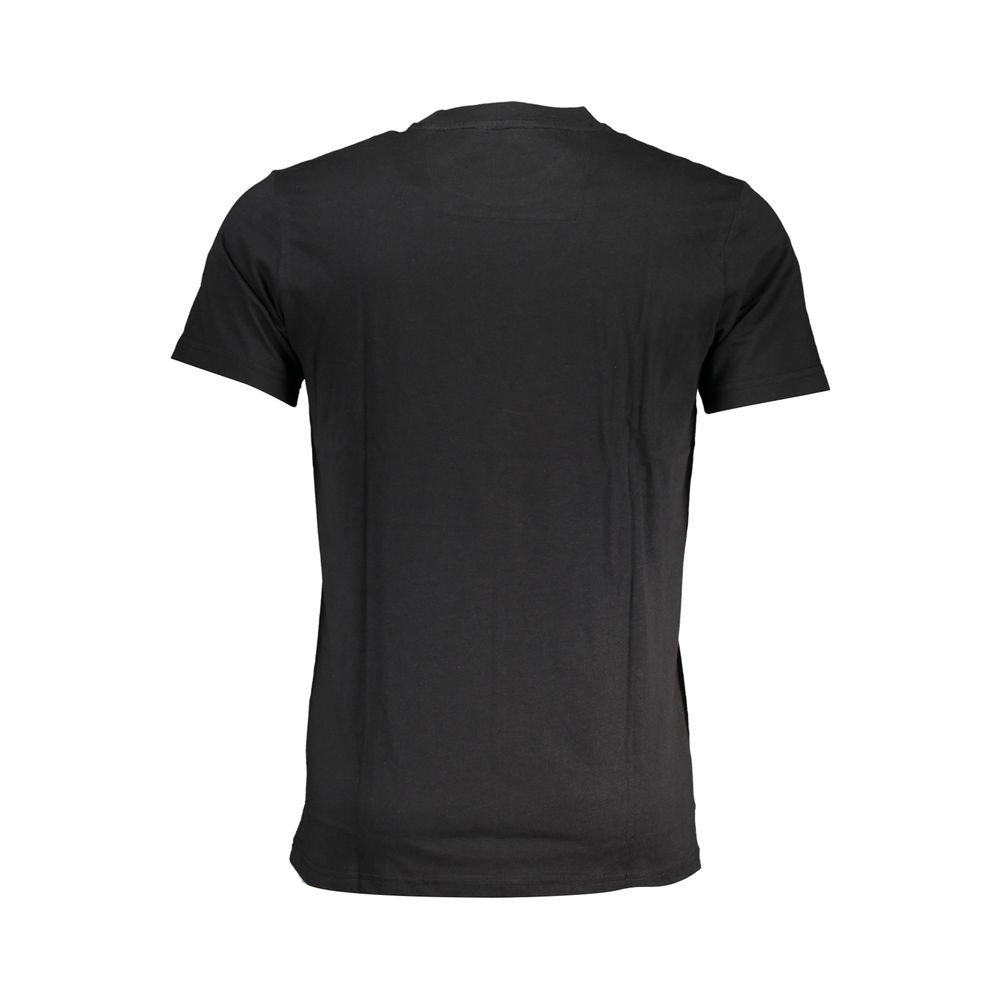 Black cotton men's T-shirt by Cavalli Class with a classic fit and minimal branding, shown on a plain background.