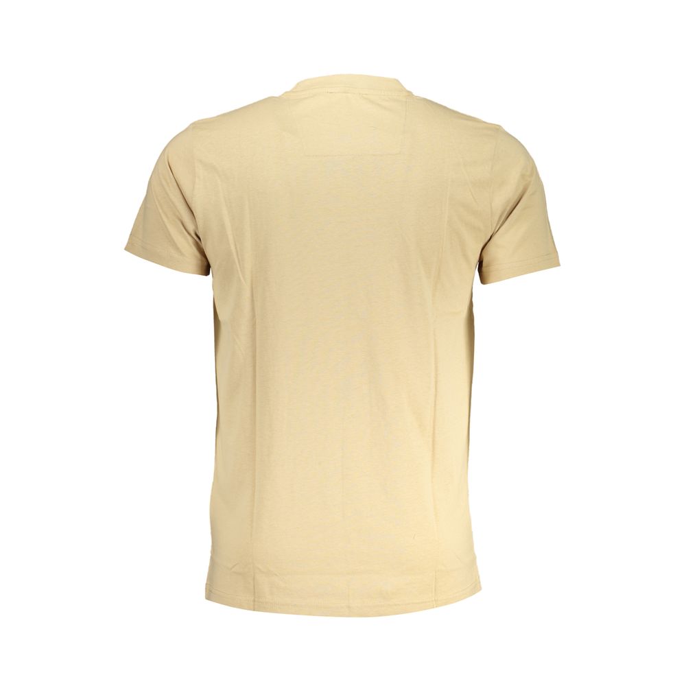 Beige Cavalli Class cotton men's T-shirt with a classic fit and round neckline, displayed on a plain background.