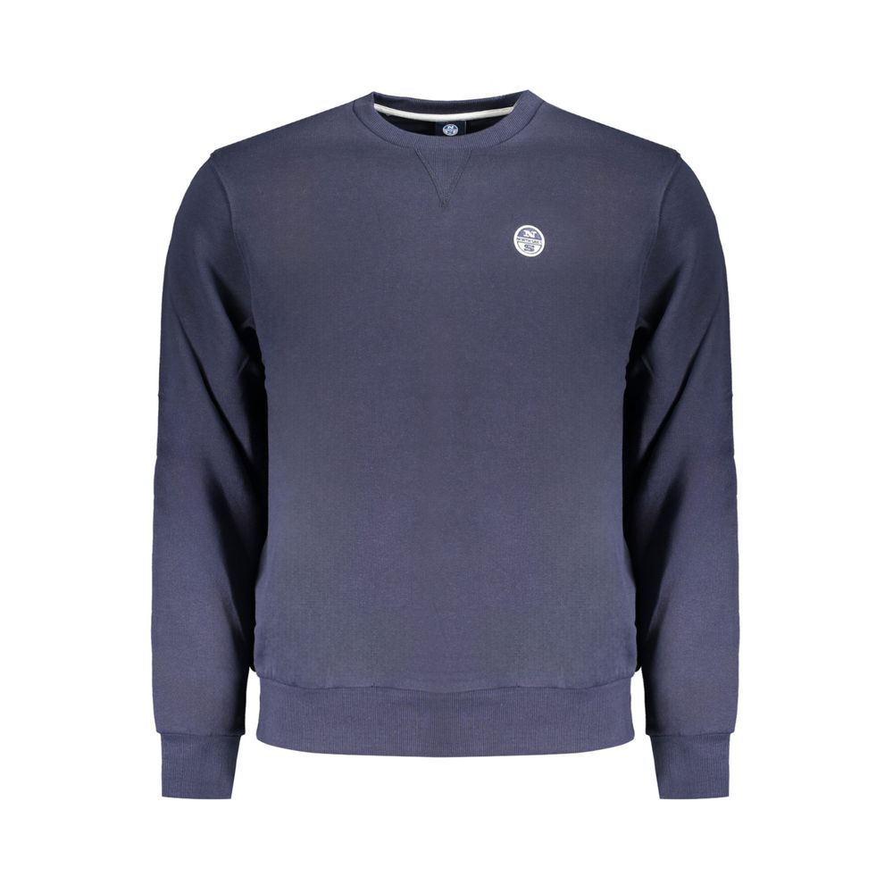 North Sails blue cotton men's sweater with crew neck and long sleeves, showcasing a casual and comfortable knit design.