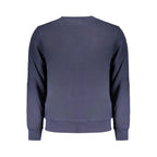 Blue cotton men's sweater by North Sails with a classic crewneck design and ribbed cuffs, displayed on a neutral background.