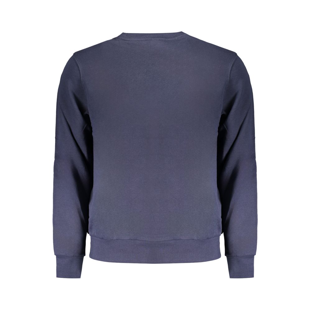 Blue cotton men's sweater by North Sails with a classic crewneck design and ribbed cuffs, displayed on a neutral background.
