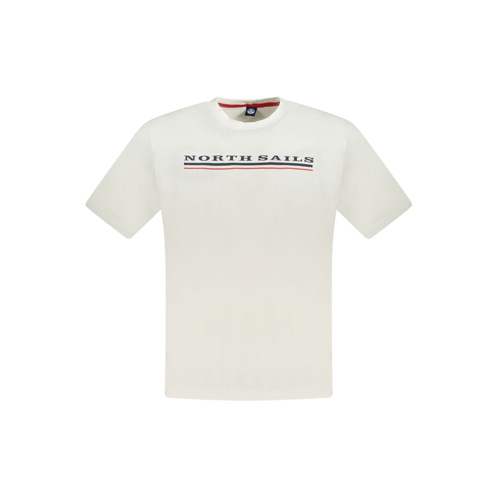 White cotton men's T-shirt by North Sails, featuring a casual fit and classic crew neckline.
