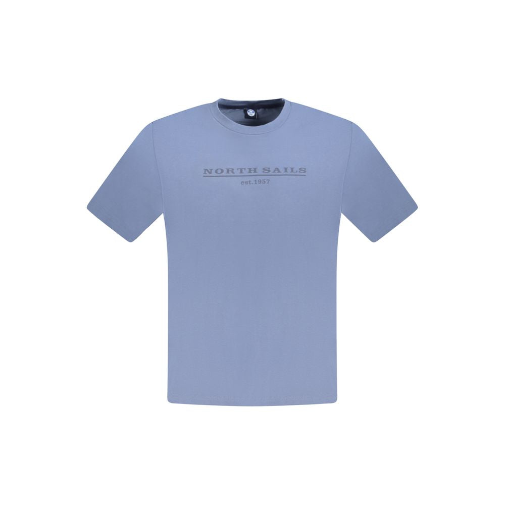 North Sails blue cotton men's T-shirt with crew neckline and short sleeves, casual and comfortable for everyday wear.