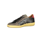 Black leather men's sneaker by Blauer, featuring a sleek design and lace-up closure.