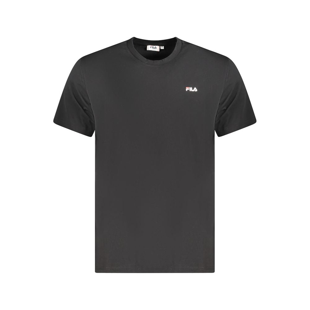 Black organic cotton men's T-shirt by Fila featuring a classic fit and logo detail on the front.