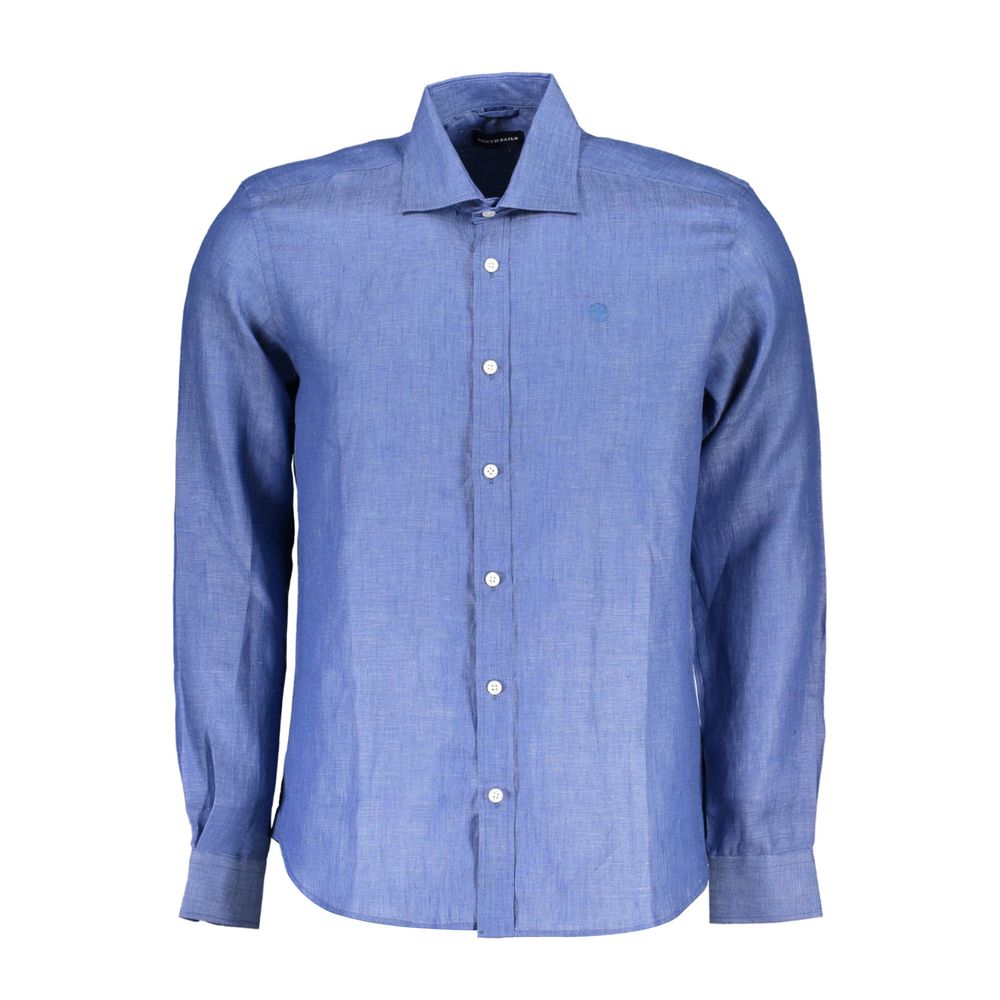 North Sails Blu Linen Men Shirt North Sails