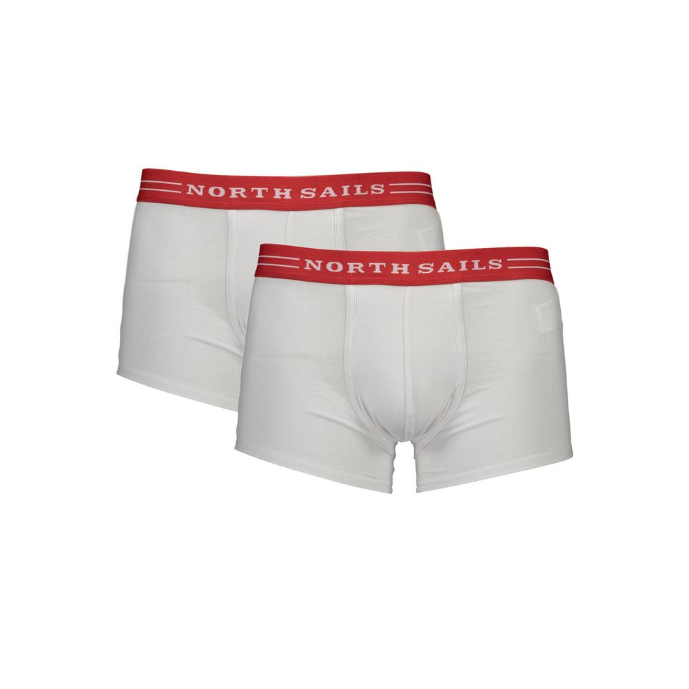 White cotton men's boxer briefs by North Sails featuring a comfortable elastic waistband and classic fit.