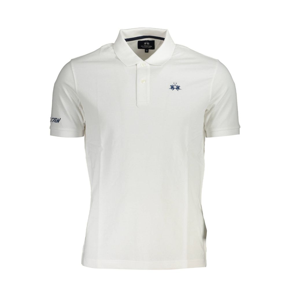 La Martina White Cotton Men Polo Shirt La Martina