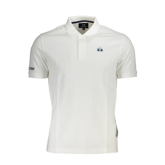 La Martina White Cotton Men Polo Shirt La Martina