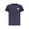 Tommy Hilfiger blue cotton men's T-shirt with crew neck and short sleeves, casual style for everyday wear.