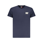 Tommy Hilfiger blue cotton men's T-shirt with crew neck and short sleeves, casual style for everyday wear.