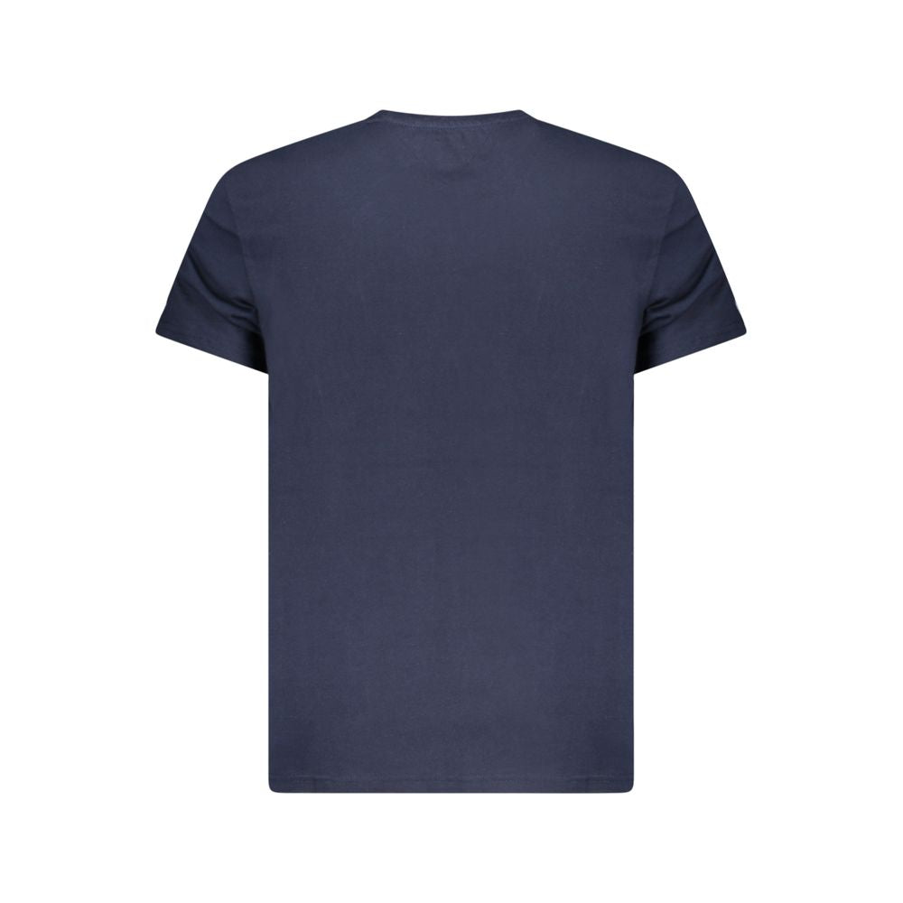Tommy Hilfiger blue cotton men's T-shirt with crew neck and short sleeves, casual style, front logo detail.